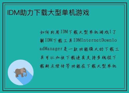 IDM助力下载大型单机游戏